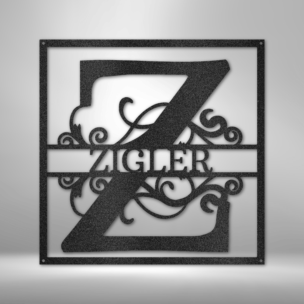 Split Square Monogram- Steel Sign