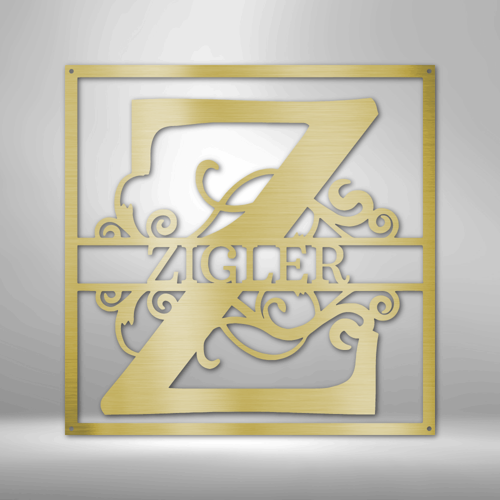 Split Square Monogram- Steel Sign