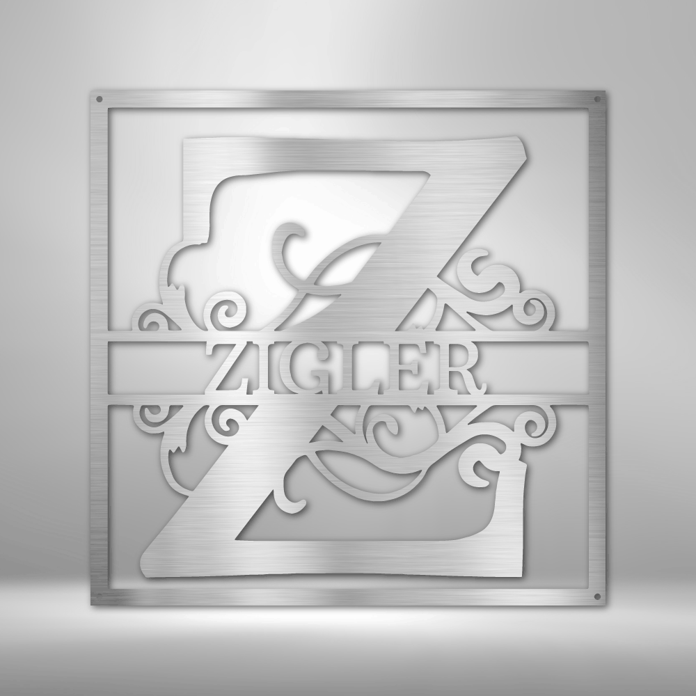 Split Square Monogram- Steel Sign