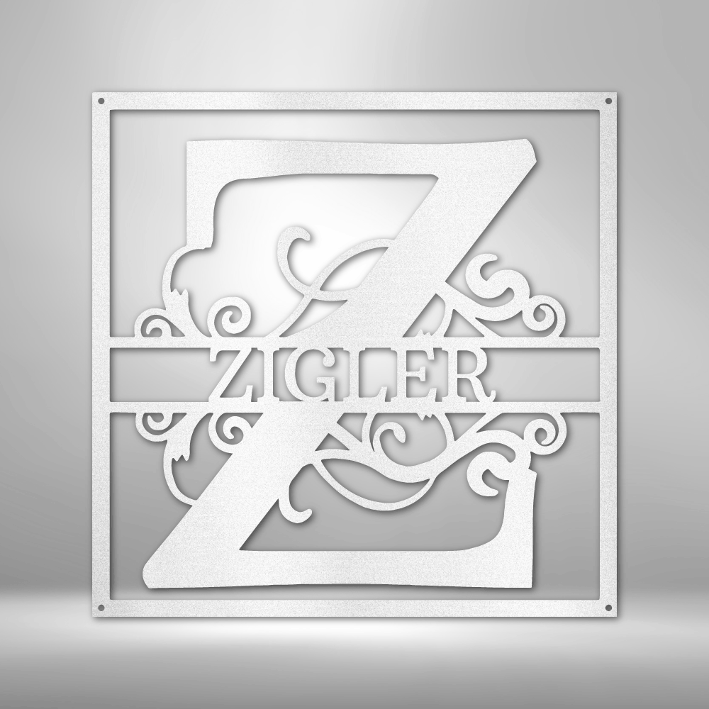 Split Square Monogram- Steel Sign