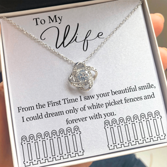 Dreaming of White Picket Fences Love Knot Necklace