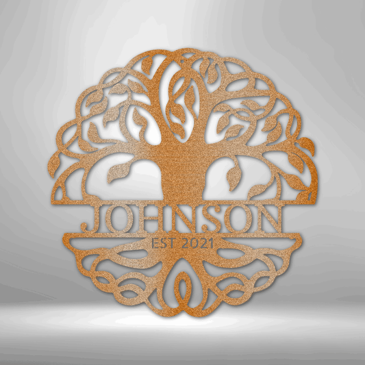 Fancy Tree of Life Monogram - Steel Sign