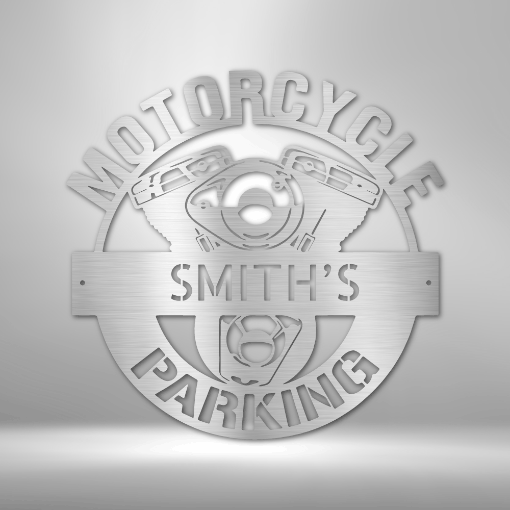 Motorcycle Parking Monogram - Steel Sign