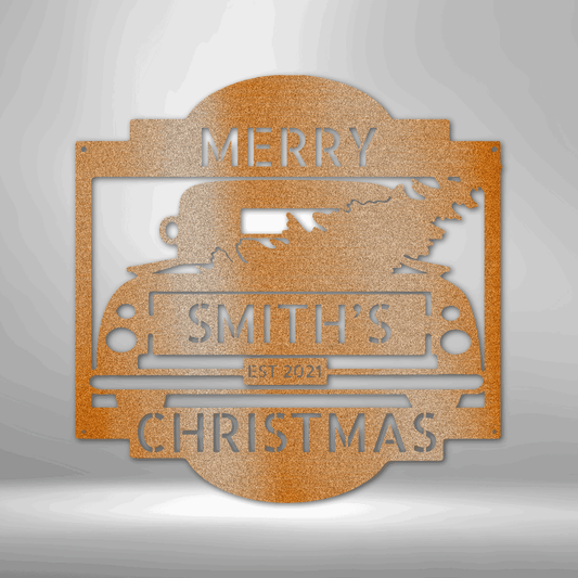 Christmas Truck Monogram - Steel Sign