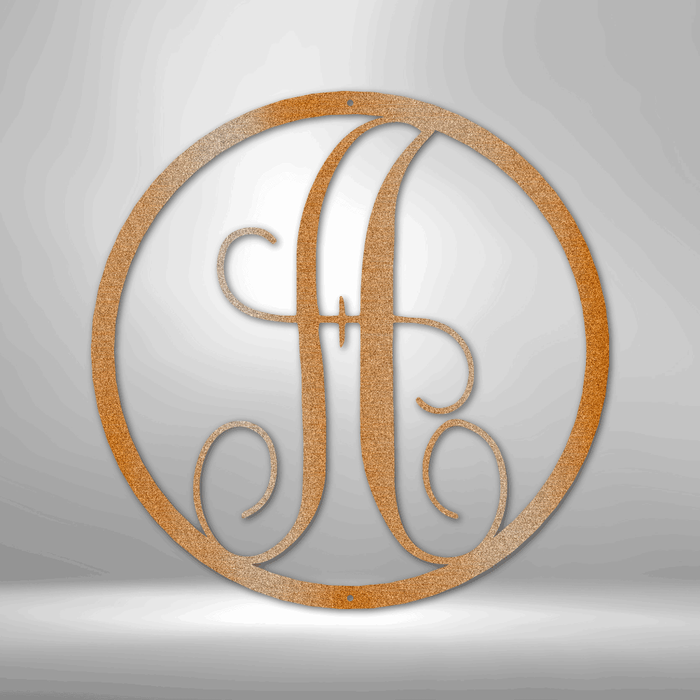 Fancy Initial Circle Monogram - Steel sign