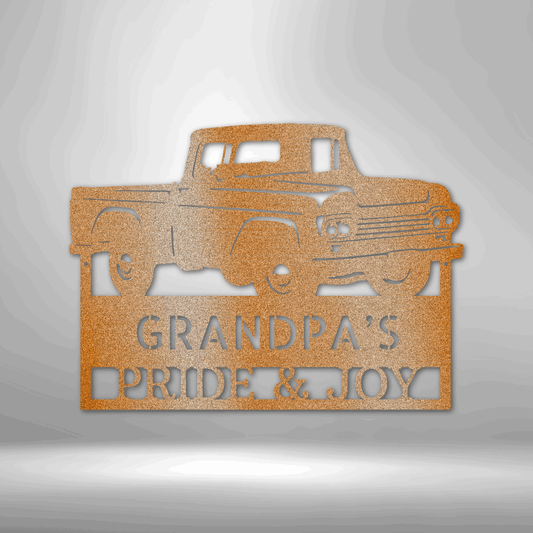 Grandpas Pickup Truck Monogram - Steel Sign