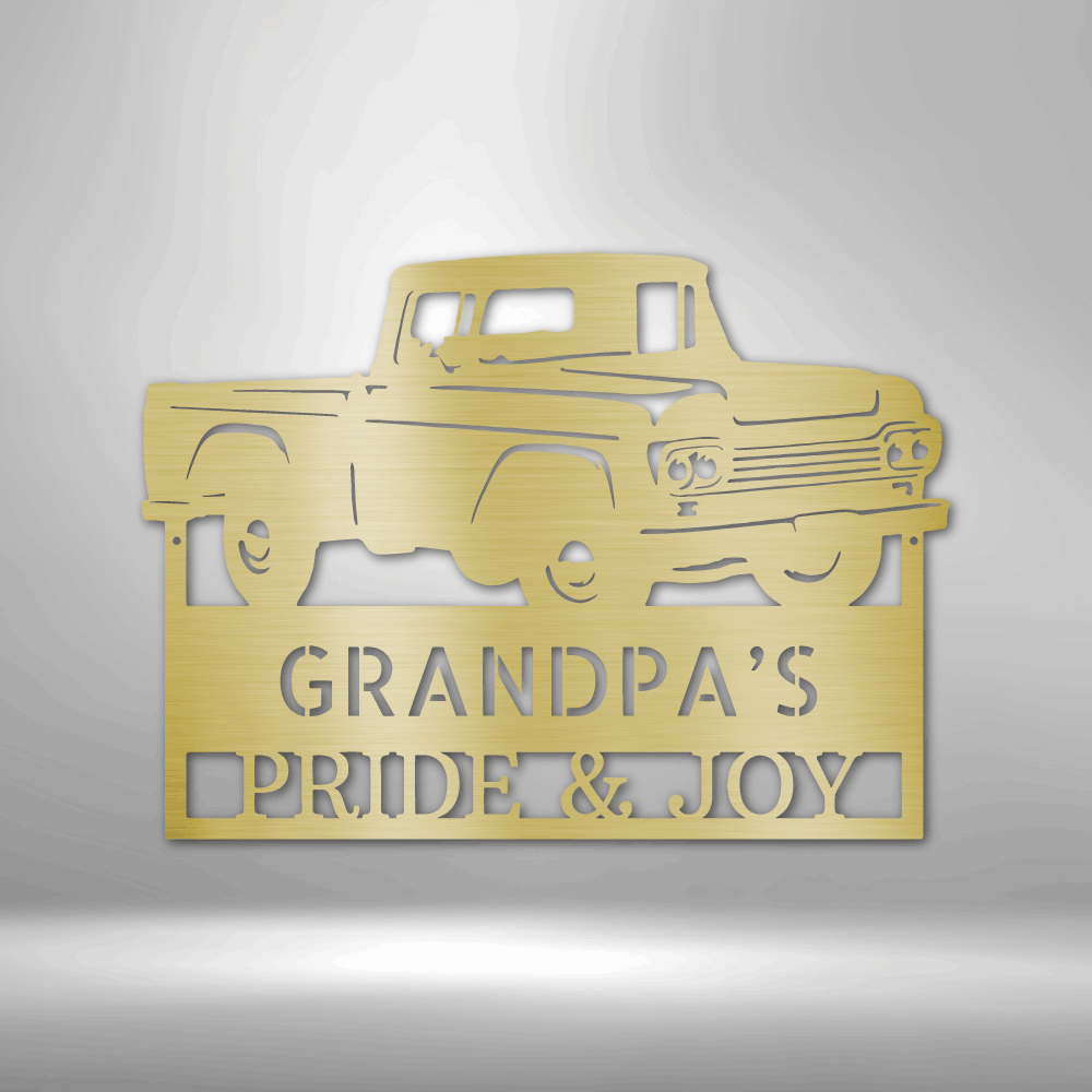 Grandpas Pickup Truck Monogram - Steel Sign