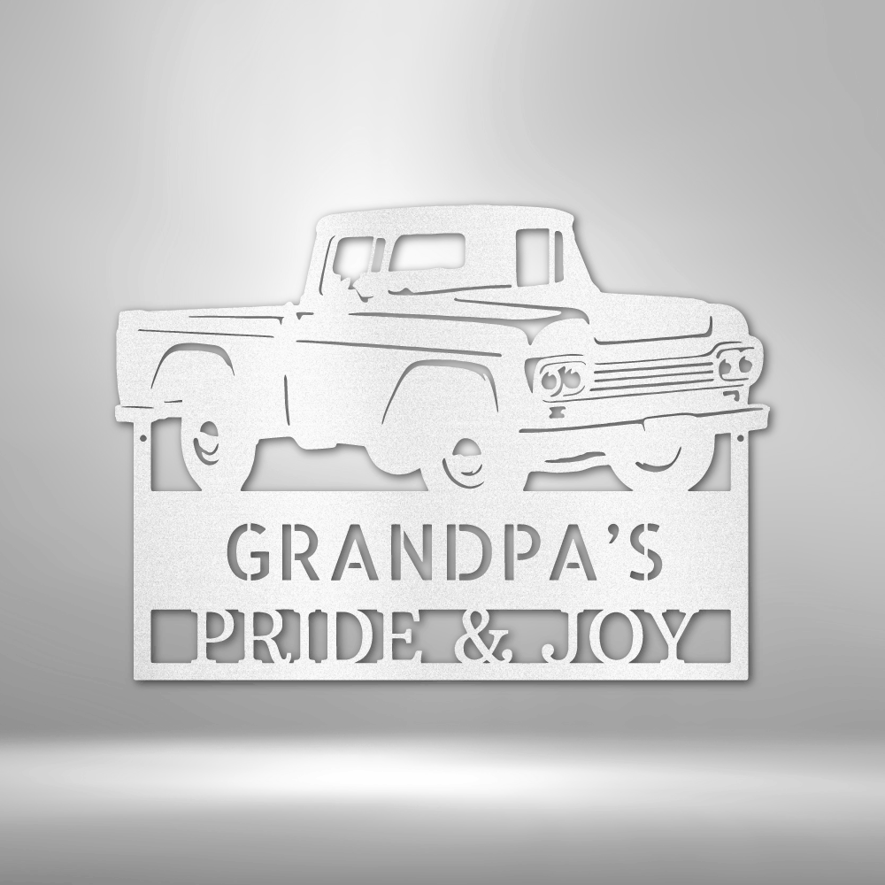 Grandpas Pickup Truck Monogram - Steel Sign