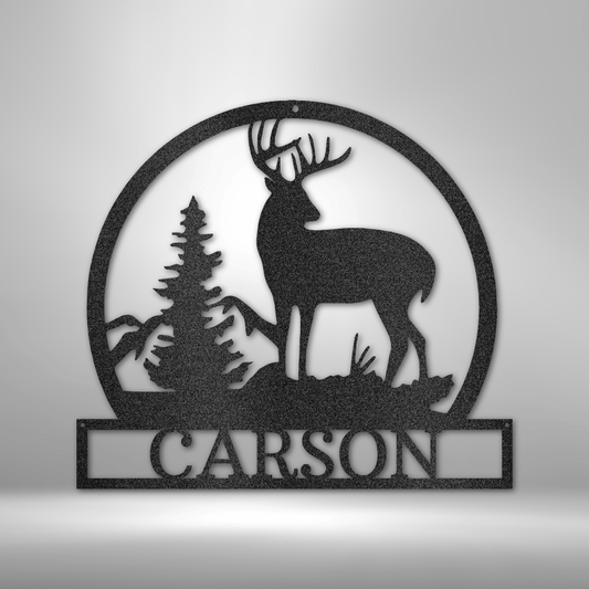 Outdoor Buck Monogram - Steel Sign