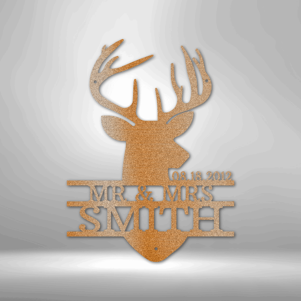 Deer Head Monogram - Steel Sign