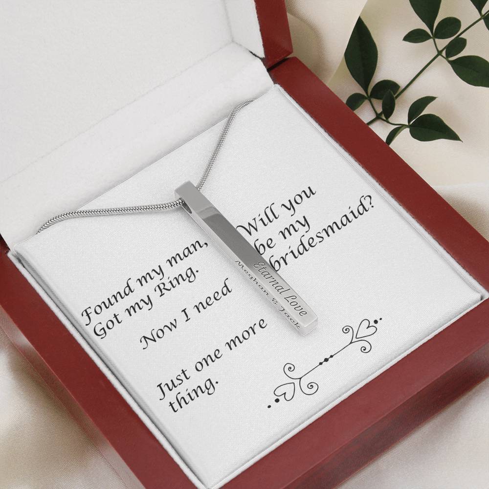 Simple Beautiful 4 sided Bridesmaid Gift Necklace