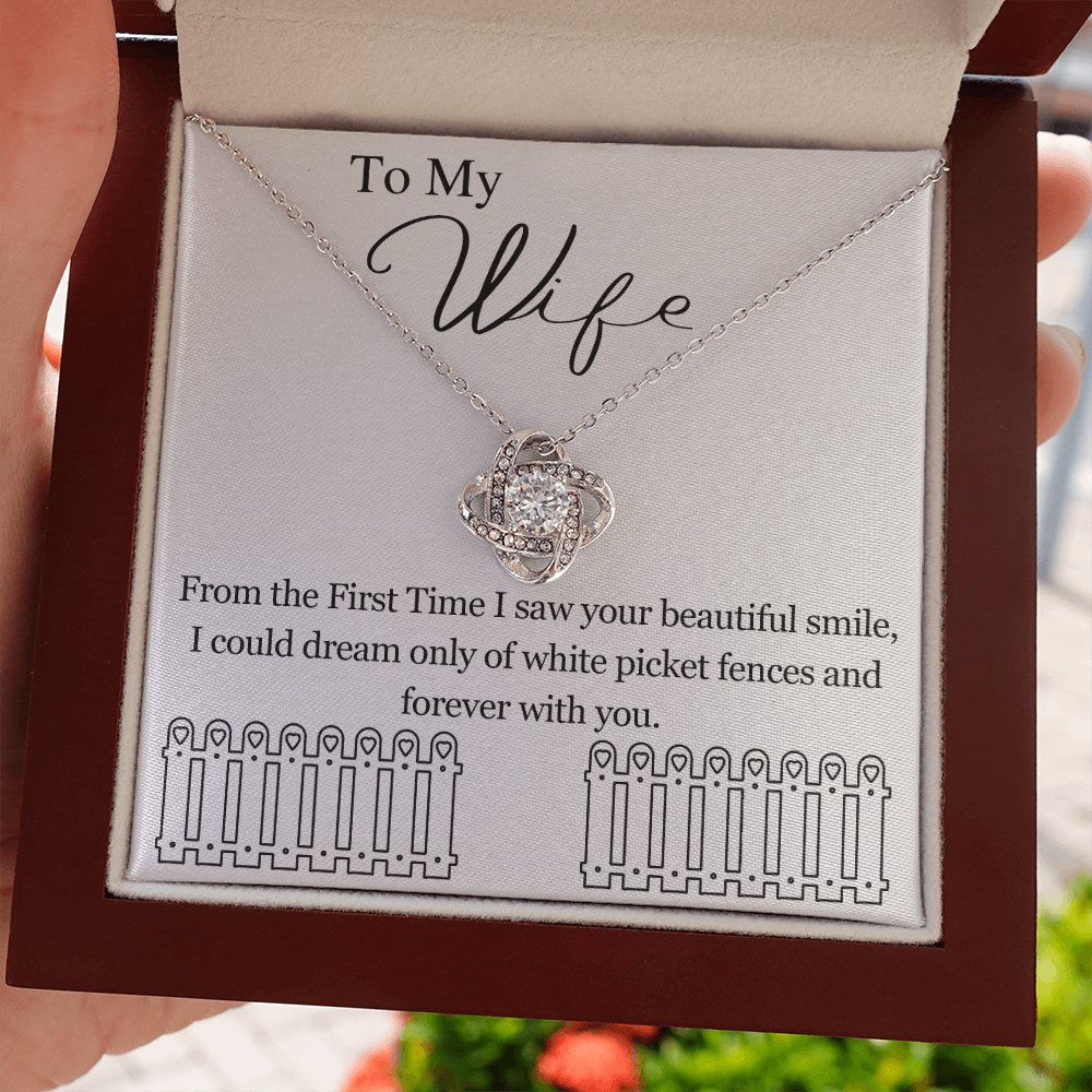 Dreaming of White Picket Fences Love Knot Necklace